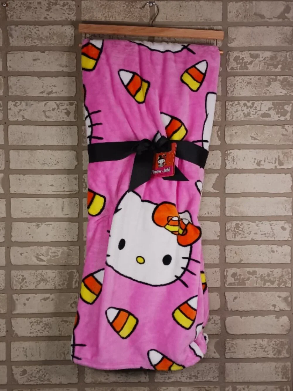 Hello Kitty Halloween Candy Corn Throw Blanket Pink 60 in x 70 in